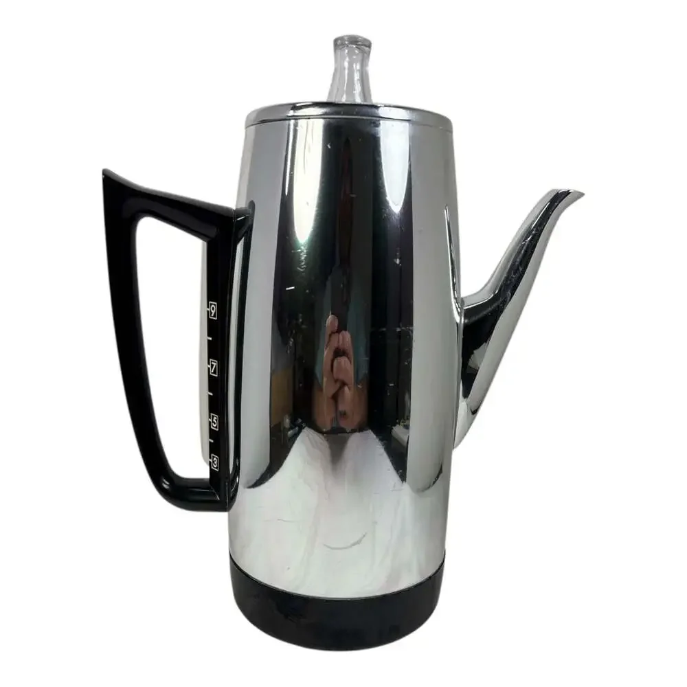 Vintage GE 9‑Cup Chrome Automatic Coffee Maker Percolator Pot Immersible Tested